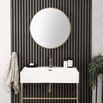 Miroir mural rond – Or brossé – Ø 60 cm