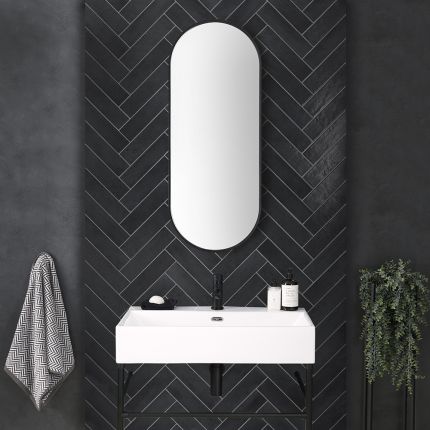 Miroir mural ovale – Noir – 100 cm x 40 cm - Gianna