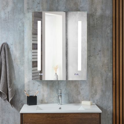 Armoire de salle de bain avec miroir et LED - 75 cm x 60 cm - Alba