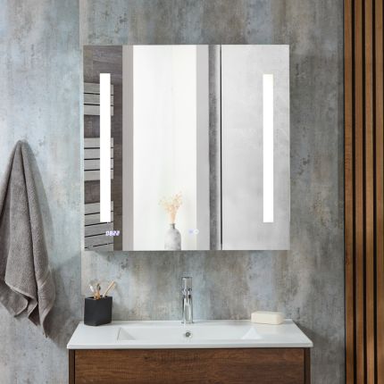 Armoire de salle de bain avec miroir et LED - 75 cm x 75 cm - Alba
