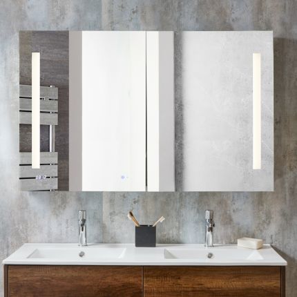 Armoire de salle de bain avec miroir et LED - 75 cm x 120 cm - Alba