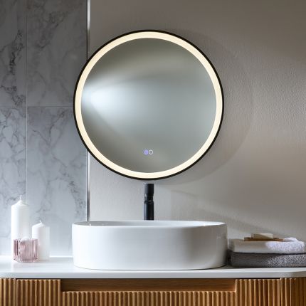 Miroir à LED - Rond - Noir - 60 cm x 60 cm - Camila