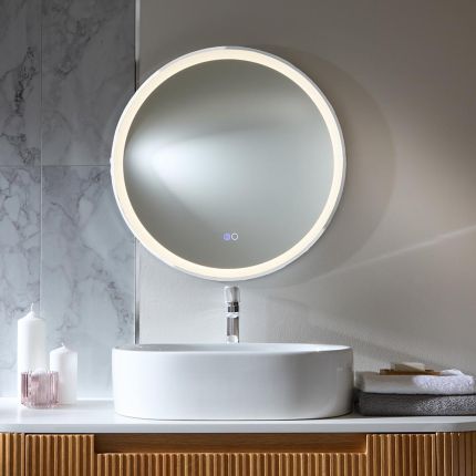 Miroir à LED - Rond - Chrome - 60 cm x 60 cm - Camila