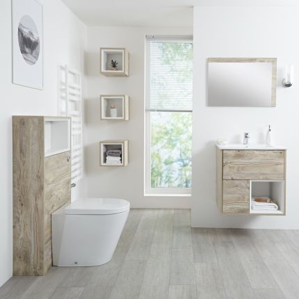Meuble Lavabo 46.5x61cm & Pack WC Hoxton effet chêne clair