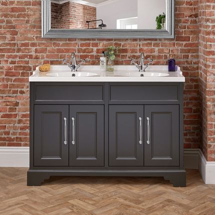 Meuble de salle de bain – 121 cm – Avec double vasque – Choix de poignées et de finitions – Thornton