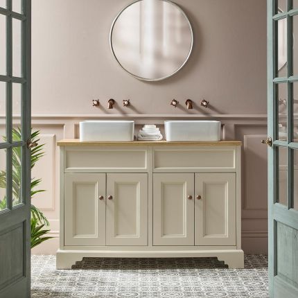 Meuble double vasque salle de bains – 121 cm – Choix de poignées, de vasques et de finitions – Thornton