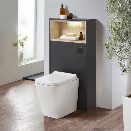 Meuble WC – Avec cuvette à poser Milton – 60 cm – Choix de finitions et de lumières LED – Hoxton