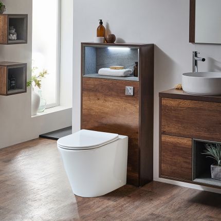 Meuble WC – Avec cuvette à poser Colby – 60 cm – Choix de finitions et de lumières LED – Hoxton
