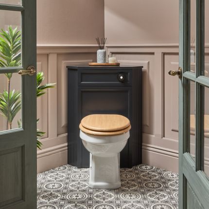 Meuble WC d’angle rétro – Avec cuvette à poser Richmond – Choix de finitions et d’abattants – Thornton