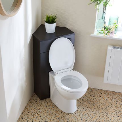 Meuble WC d’angle avec cuvette à poser Select – Choix de finitions – Cluo