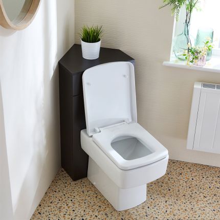 Meuble WC d’angle avec cuvette à poser Exton – Choix de finitions – Cluo