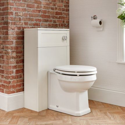 Meuble WC rétro avec cuvette WC à poser, réservoir et abattant – 50 cm – Blanc ancien - Thornton