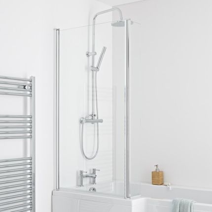 Pare baignoire en forme de L - 143 cm x 79,5 cm - Portland