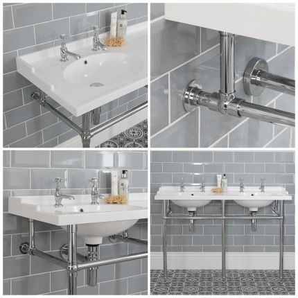 Lavabo sur pieds - 120 cm - Chromé – Elizabeth