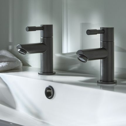 Paire de robinets pour lavabo - Noir - Nox
