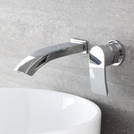 Mitigeur lavabo mural - Design moderne - Chromé - Razor