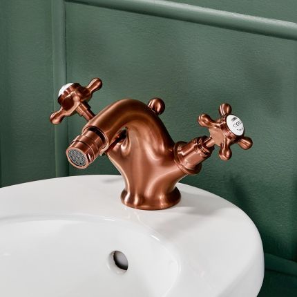 Hudson Reed Elizabeth - Mélangeur bidet rétro - Commandes en croisillon - Cuivre satiné