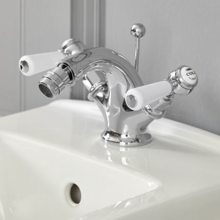 Mélangeur bidet rétro - Commandes à levier – Chromé et blanc – Elizabeth