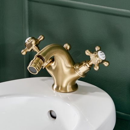 Hudson Reed Elizabeth - Mélangeur bidet rétro - Commandes en croisillon - Or satiné