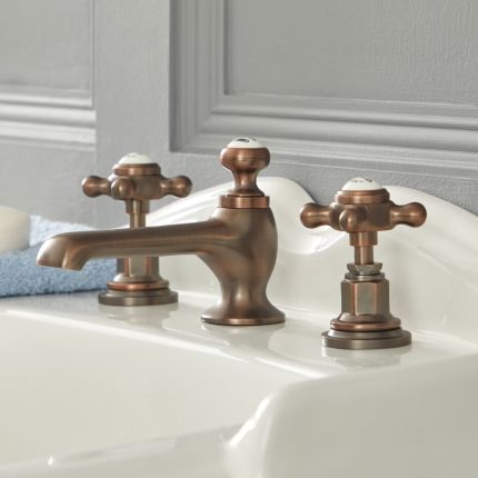 Mélangeur lavabo 3 trous – Commandes croisillons - Bronze huilé – Elizabeth