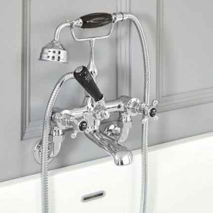 Mélangeur bain douche mural rétro - Commandes en croisillon - Choix de finitions - Elizabeth