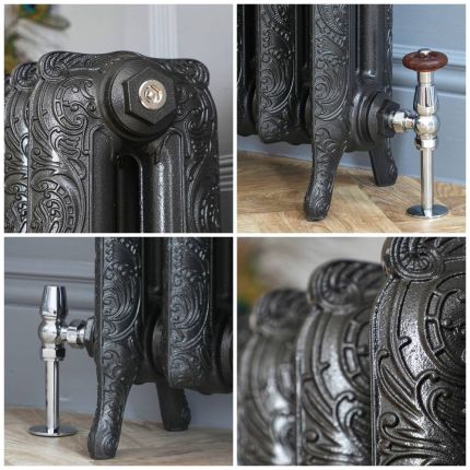 Radiateur fonte fleuri – 95 cm – Graphite antique – Tailles multiples - Charlotte