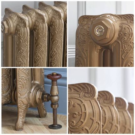 Radiateur fonte fleuri – 95 cm – Or baroque – Tailles multiples – Charlotte