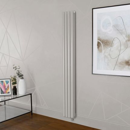 Radiateur électrique design vertical - Blanc (Pearl White) - Choix de largeur, thermostat et cache-câble - Vitality