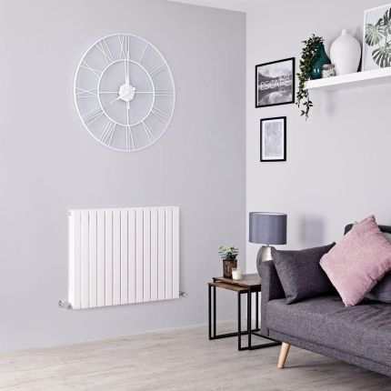 Radiateur design horizontal  &ndash; Blanc &ndash; Colonnes plates - Choix de tailles &ndash; Sloane