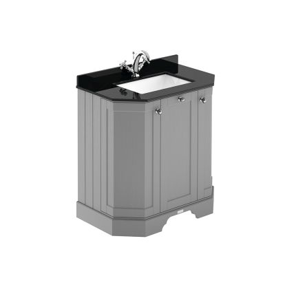 Meuble de salle de bain rétro – Avec plan de travail en marbre noir – 77 cm – Choix de finitions et de vasques – Old London