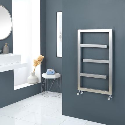 Sèche-serviettes design – Acier satiné inoxydable – 88 cm x 50 cm – Eclipse
