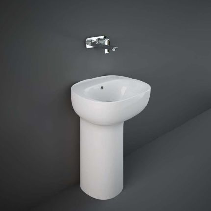 Lavabo totem moderne – Blanc brillant – 54 cm x 44 cm – Plage non percée – RAK Illusion x Hudson Reed