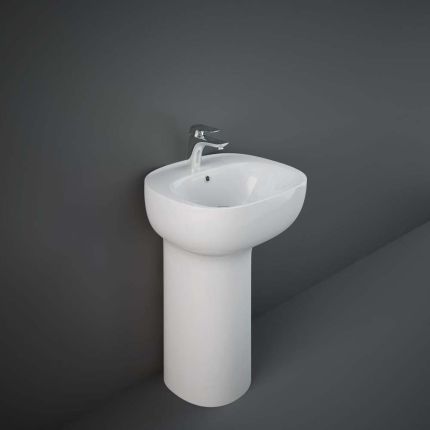 Lavabo totem moderne – Blanc brillant – 54 cm x 44 cm – 1 trou – RAK Illusion x Hudson Reed