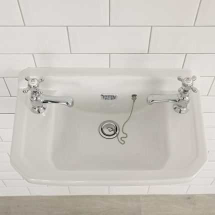 Lave-mains suspendu rétro – Blanc – 51,5 cm x 30 cm – 2 trous - Richmond