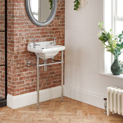 Lavabo sur pieds rétro – 51,5 cm – Chromé - 2 trous – Richmond