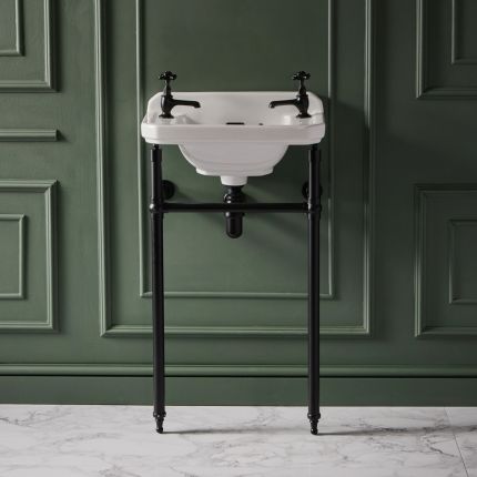 Lavabo sur pieds rétro – 51,5 cm – Noir – 2 trous - Richmond