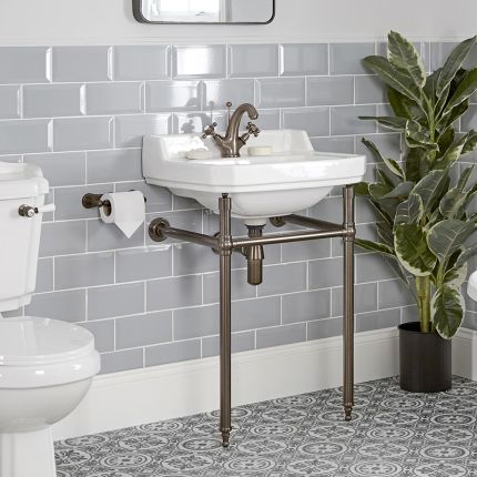 Lavabo sur pieds rétro – 56 cm – Bronze huilé - 1 trou - Richmond
