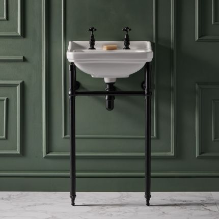 Lavabo sur pieds rétro – 50 cm – Noir – 2 trous - Richmond