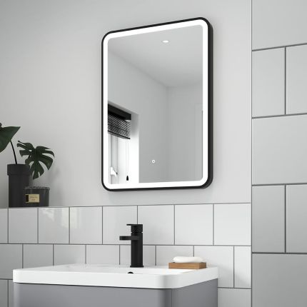 Miroir chauffant éclairé LED – Noir – 25 watts – 50 cm x 70 cm