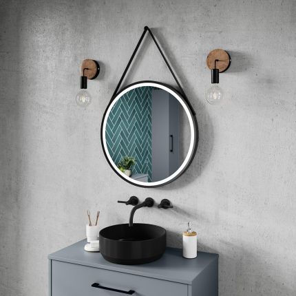 Miroir rond chauffant éclairé LED – Noir – 21 watts – 60 cm