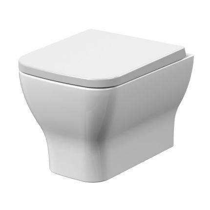 Cuvette WC moderne carrée murale sans brides – Avec abattant à fermeture douce – Hudson Reed