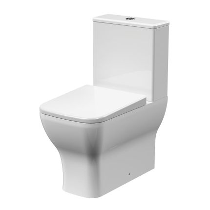 Pack WC à poser moderne sans brides – Avec abattant à fermeture douce – Hudson Reed