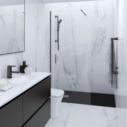 Paroi de douche italienne avec receveur noir mat – Choix de tailles – RAK Feeling x Hudson Reed