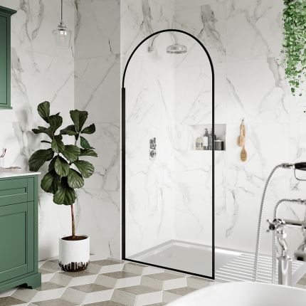 Douche italienne voutée – Avec receveur – Noir – Choix de tailles – Hudson Reed