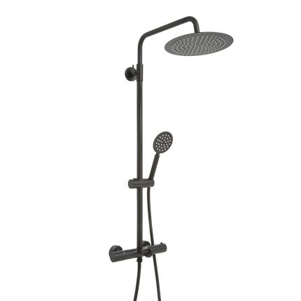 Colonne de douche thermostatique – Avec bec verseur baignoire, pommeau de douche rond et douchette – Choix de finitions – Arlo
