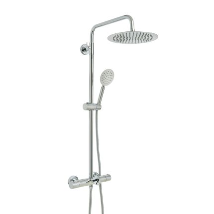 Colonne de douche thermostatique – Avec bec verseur baignoire, pommeau de douche rond et douchette – Choix de finitions – Arlo