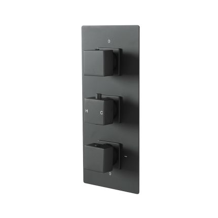 Mitigeur de douche thermostatique carré avec inverseur – Noir – Triple fonctions - Preto
