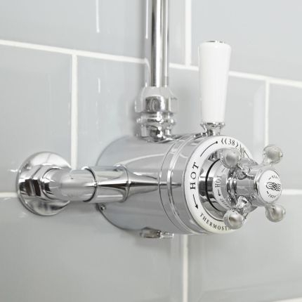 Mitigeur de douche thermostatique exposé à double commandes – Choix de finitions – Elizabeth
