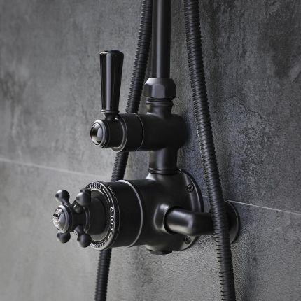 Hudson Reed Elizabeth - Mitigeur de douche thermostatique rétro exposé à 1 fonction - Noir