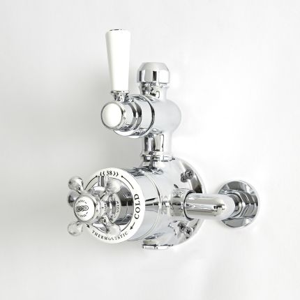 Mitigeur de douche thermostatique rétro exposé à 1 fonction – Chromé et blanc - Elizabeth